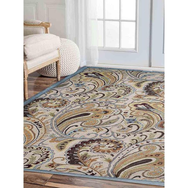 Glitzy Rugs 6 x 9 ft. Hand Tufted Wool Floral Rectangle Area RugCream UBSK00502T0009A11